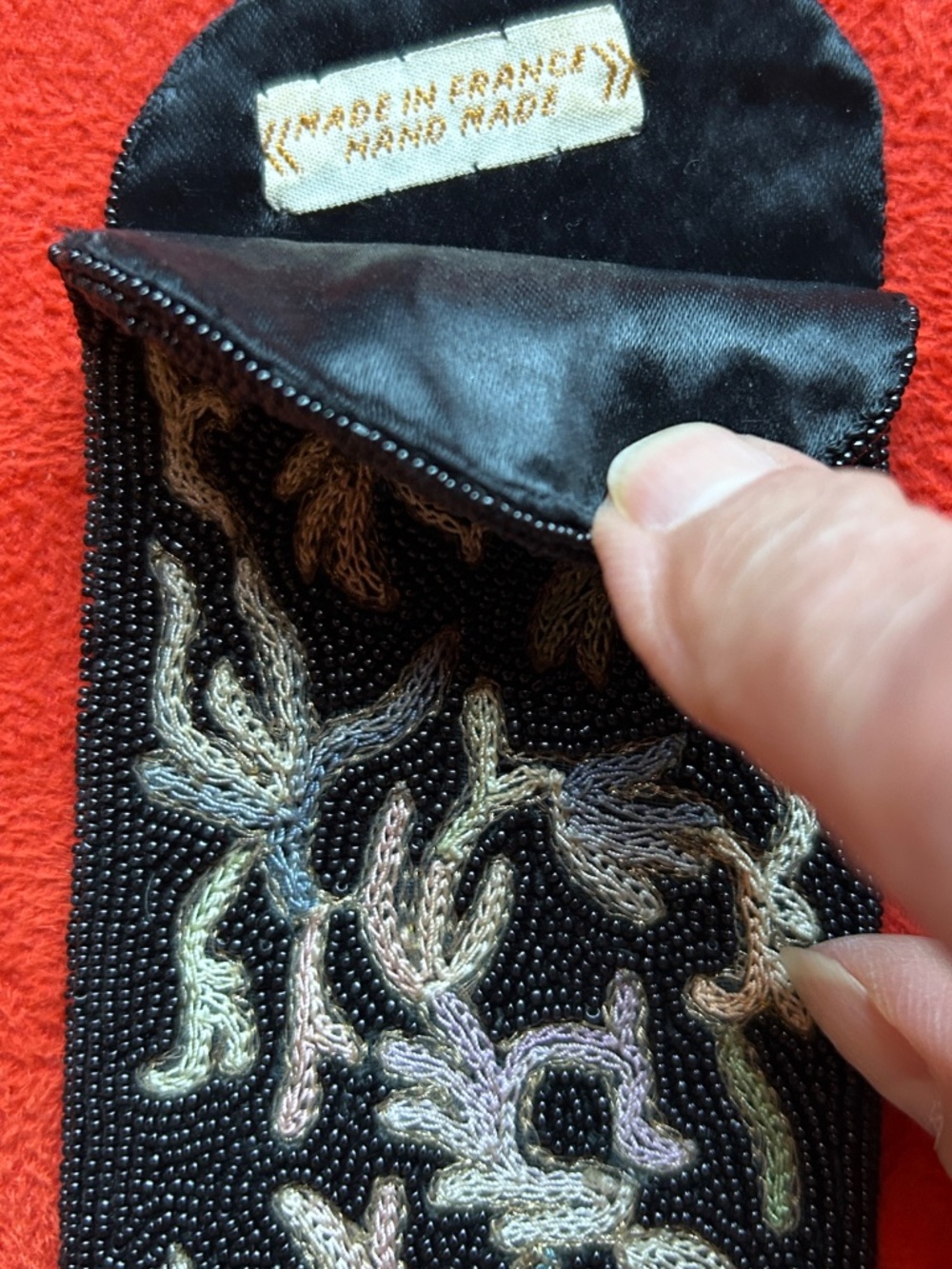 Vintage FRENCH HANDMADE Point De Beauvais BILLFOLD/Eyeglass Case Matching Set - Picture 9 of 9